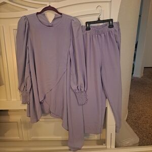 Lavender Asymmetrical Top and Pants Set